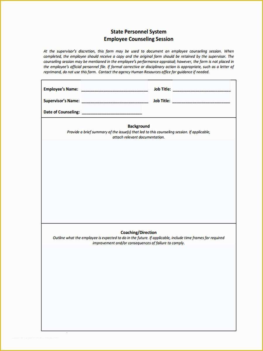 Free Counseling forms Templates Of 9 Employee Counseling forms Free Sample Example format