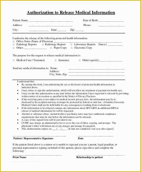 Free Counseling forms Templates Of Counseling Release Information form Template
