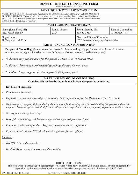 Free Counseling forms Templates Of Counseling Sheet Template Usmc Templates Resume