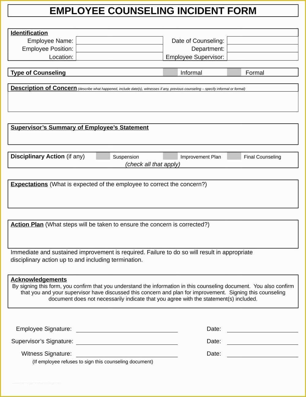 Free Counseling forms Templates Of Employee Coaching form Template Templates