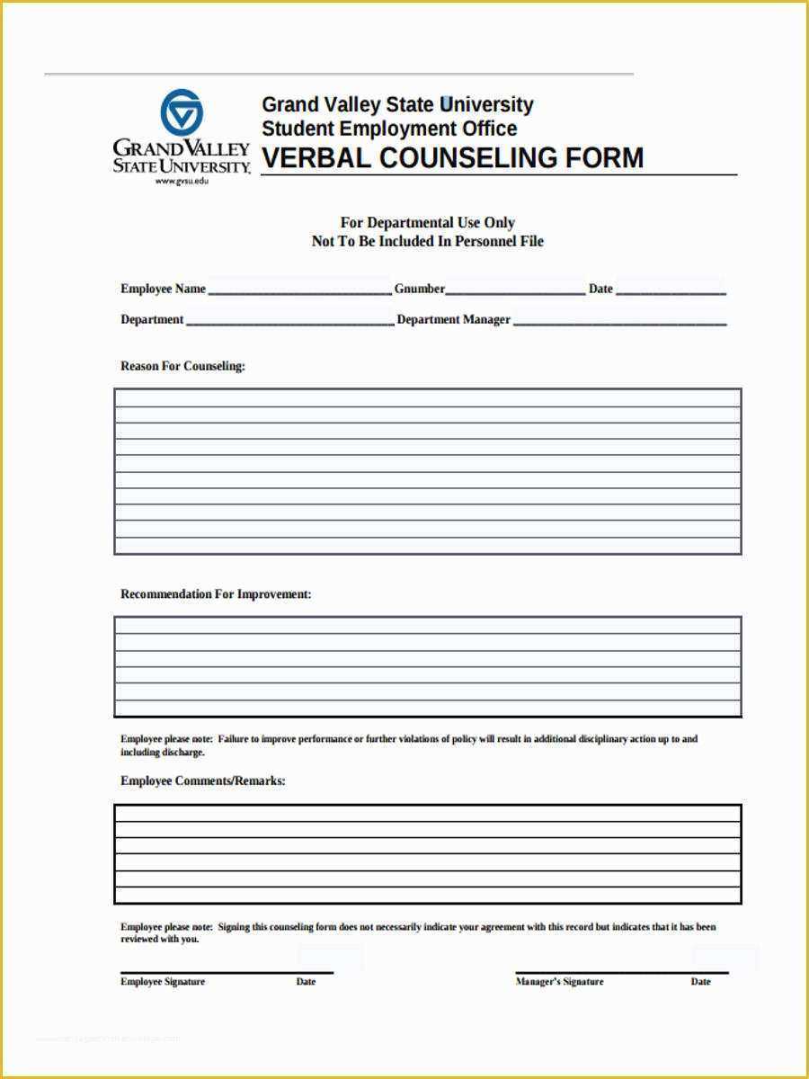 Free Counseling forms Templates Of Employee Counseling form Template Employee Write Up form 6