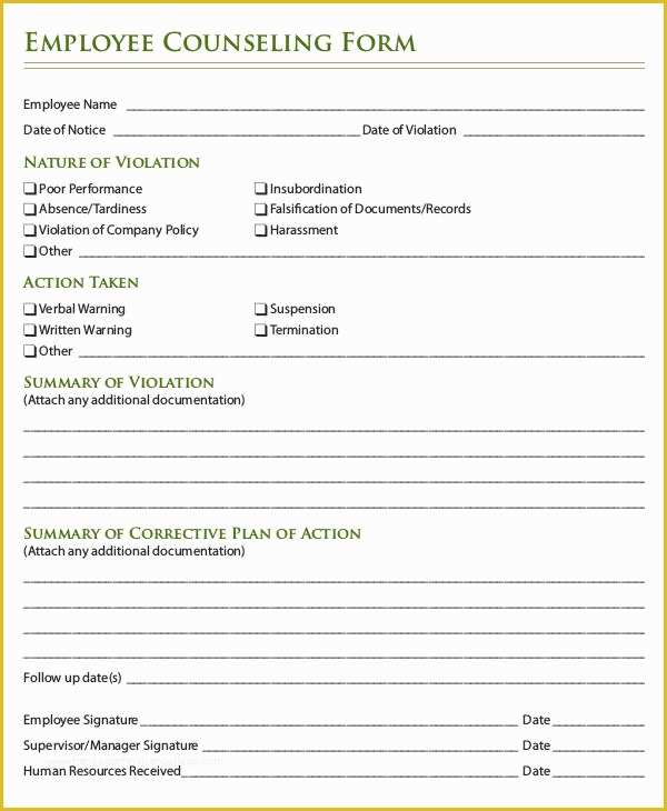 Free Counseling forms Templates Of Employee Write Up form 6 Free Word Pdf Documents