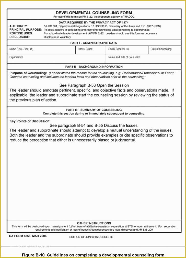 Free Counseling forms Templates Of form Army Counseling form