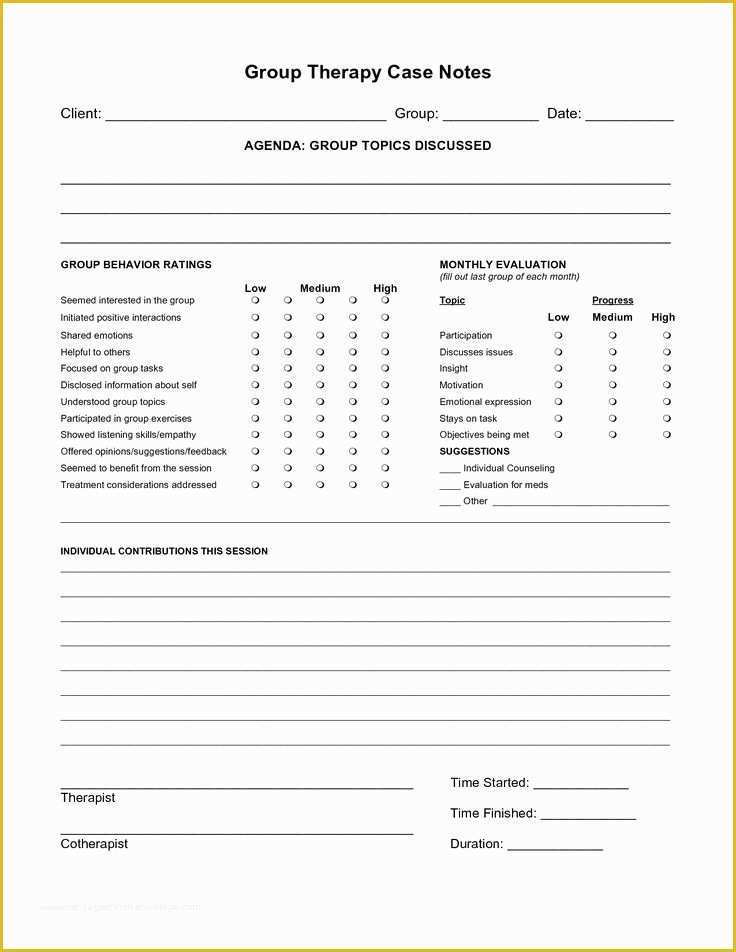 Free Counseling forms Templates Of Free Case Note Templates Group therapy Case Notes