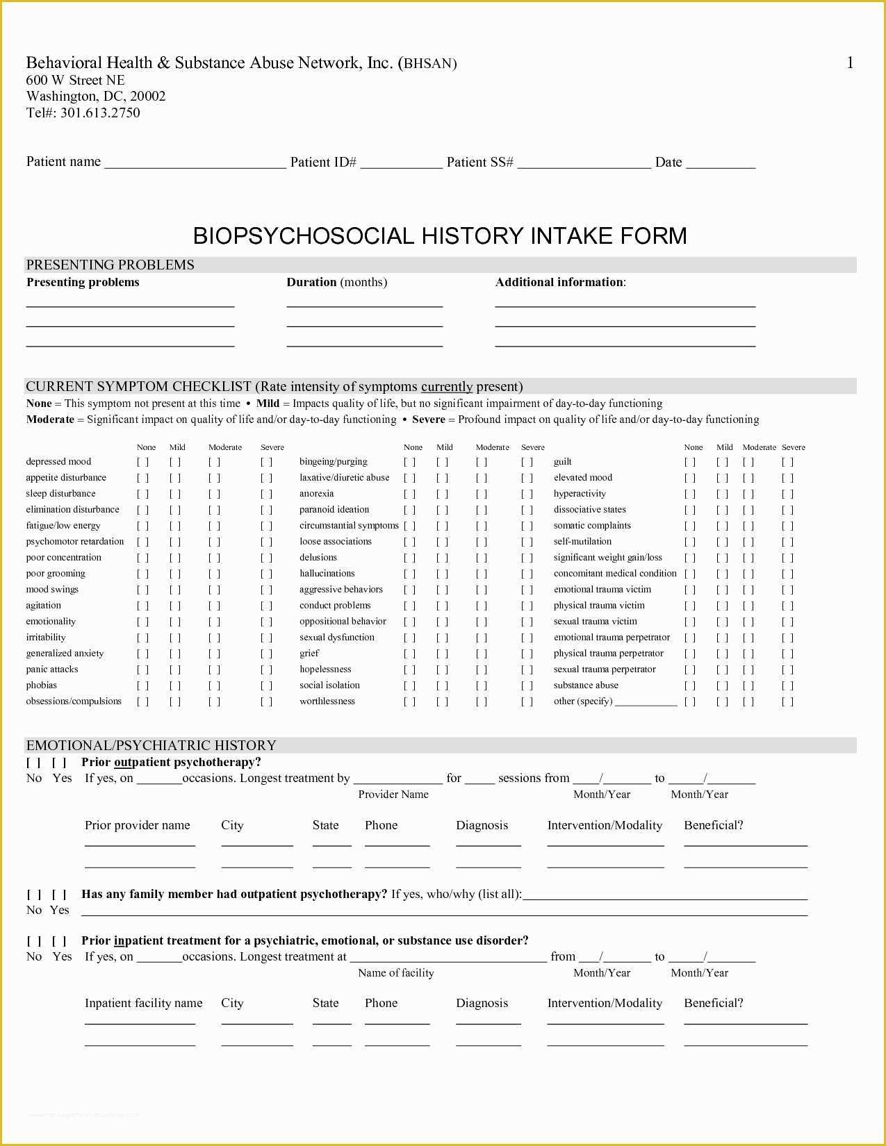 Free Counseling forms Templates Of Outpatient Intake forms Templates Download Cv