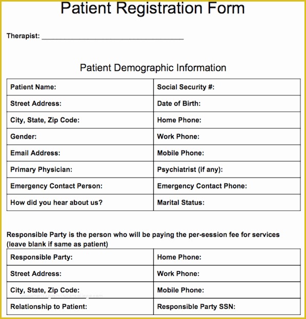 Free Counseling forms Templates Of Patient Registration form Templates