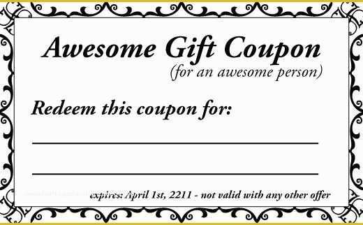 Free Coupon Template Of Printable Gift Coupon Templates for Birthdays for Any
