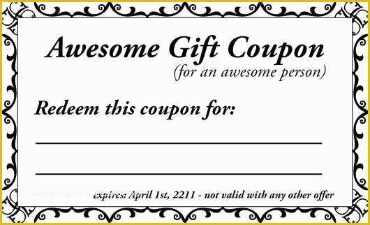 Free Coupon Template Of Printable Gift Coupon Templates for Birthdays for Any