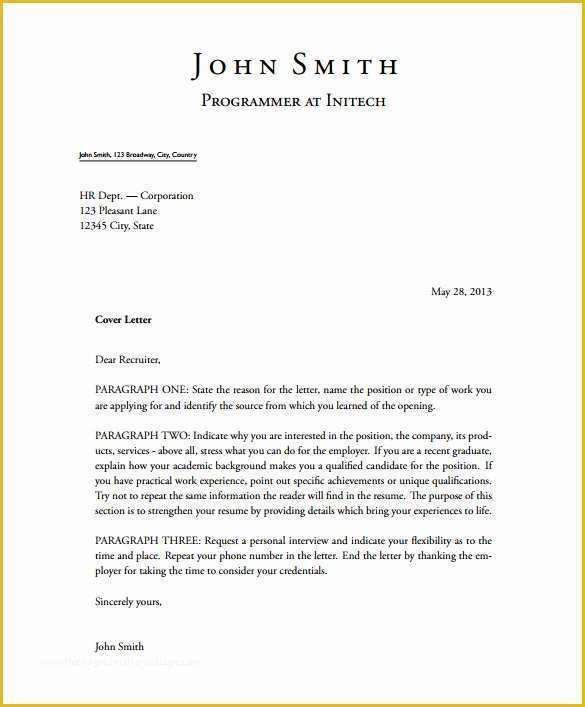 Free Cover Letter Template Of 5 Latex Cover Letter Templates Free Sample Example