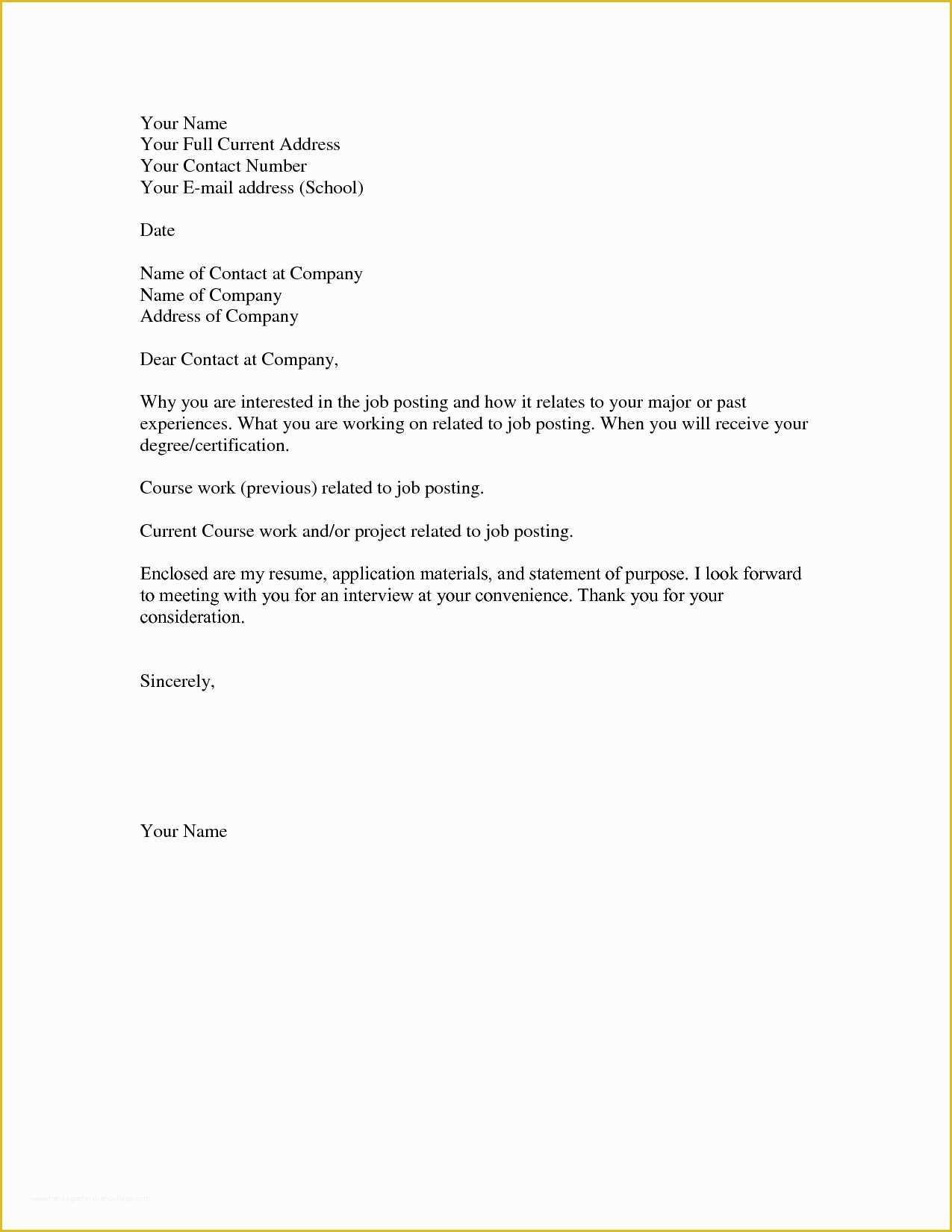 Free Cover Letter Template Of Basic Cover Letter Template Free