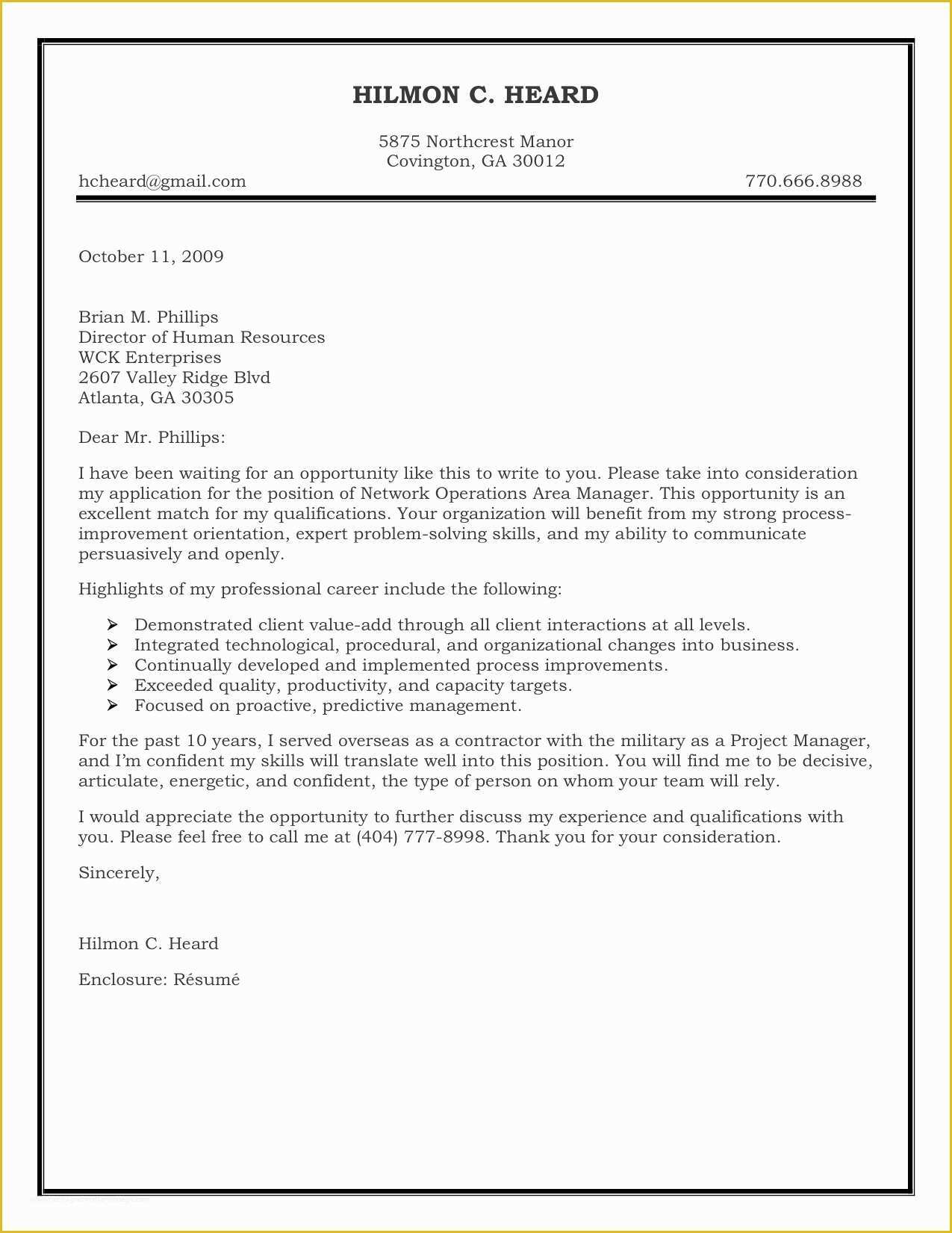 Free Cover Letter Template Of Cover Letter Sample