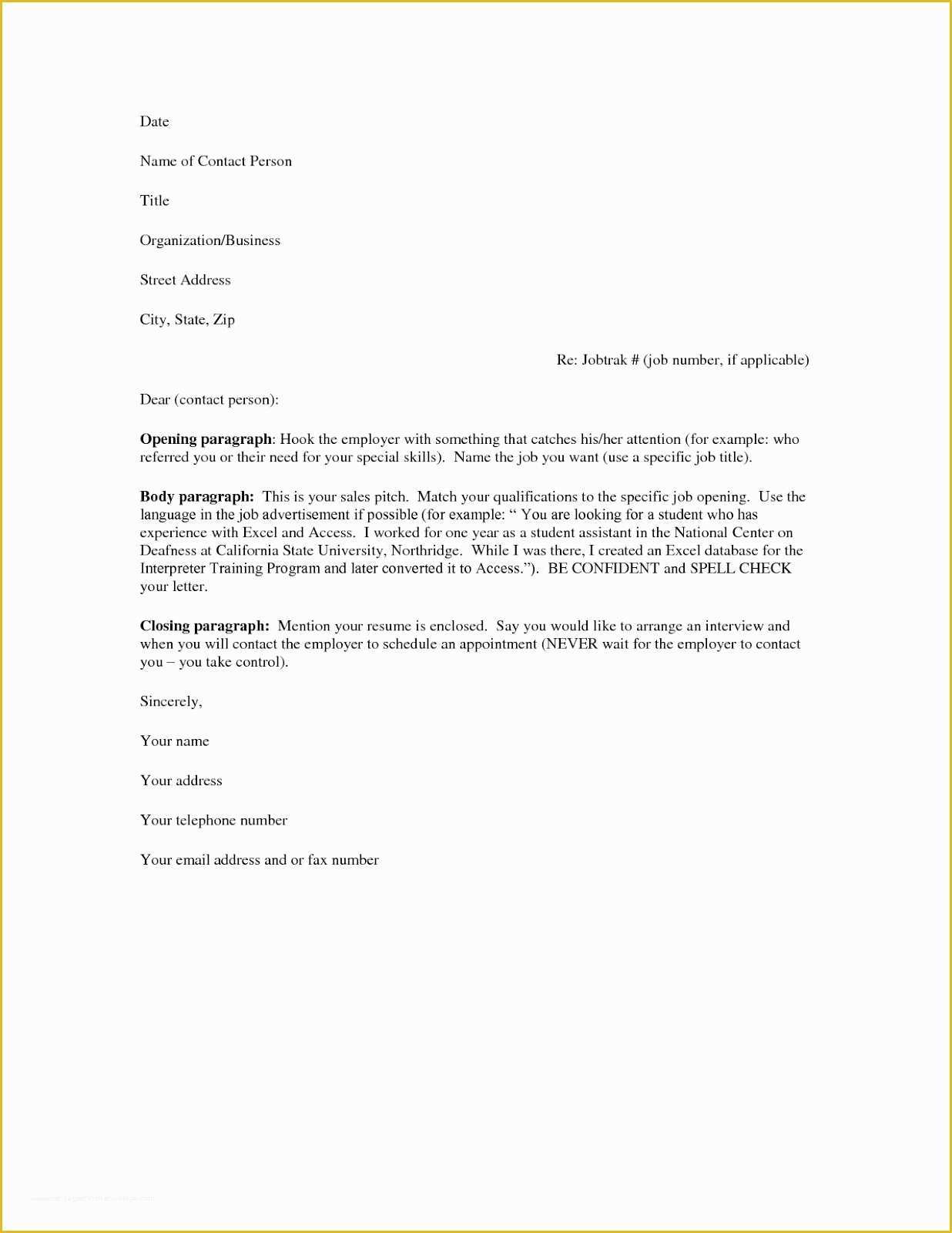 Free Cover Letter Template Of Free Cover Letter Samples for Resumes