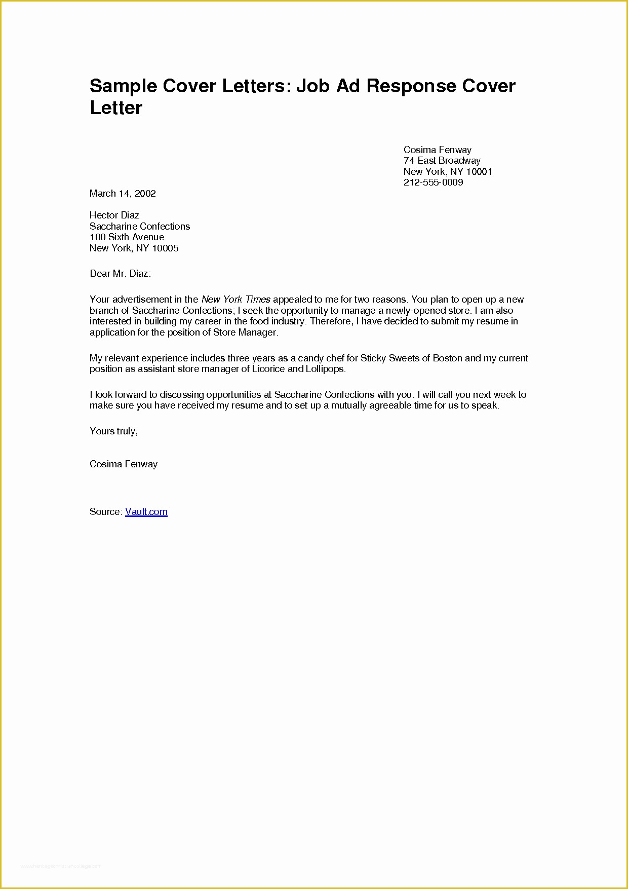 Free Cover Letter Template Of Simple Job Application Cover Letter Examples