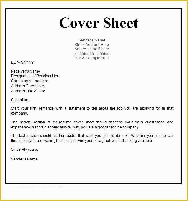 Free Cover Sheet Template for Resume Of 17 Cover Page Template Free Download Fax Cover