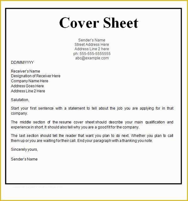 Free Cover Sheet Template for Resume Of 17 Cover Page Template Free Download Fax Cover