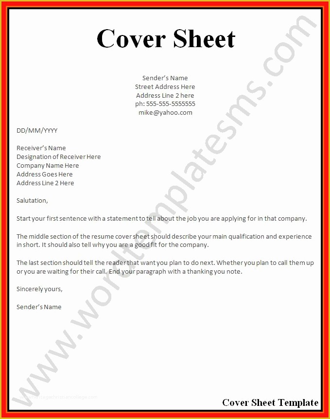 Free Cover Sheet Template for Resume Of Cover Page Example Resume