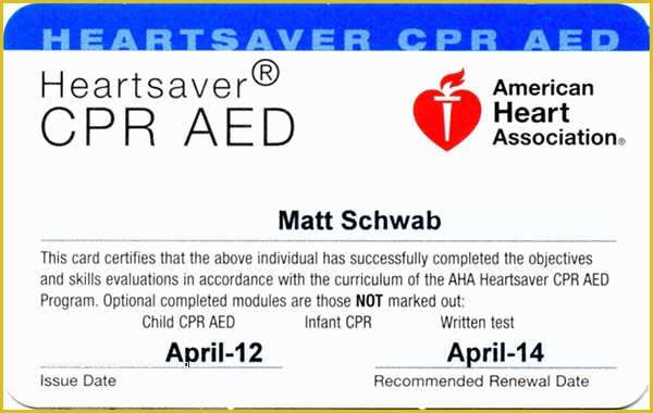 CPR Certification Card