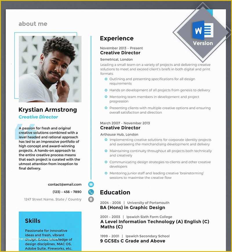 Free Creative Resume Template Doc Of 40 Best 2019 S Creative Resume Cv Templates