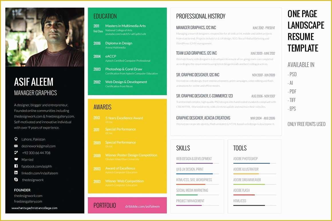 Free Creative Resume Template Doc Of Landscape Resume Cv Template Resume Templates