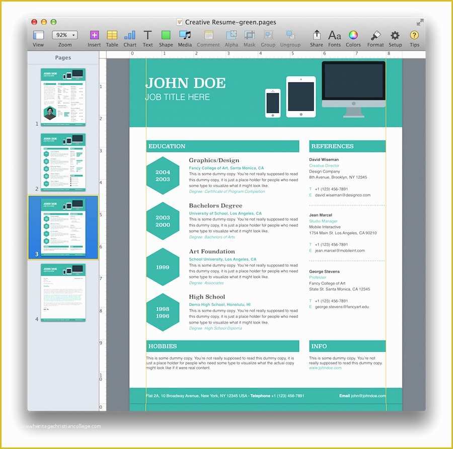 Free Creative Resume Templates for Mac Of Creative Resume Template for Pages