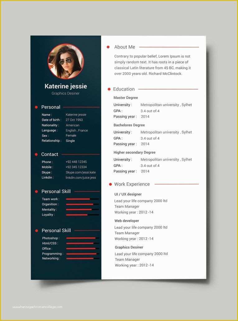 Free Creative Resume Templates Of Free Professional Resume Cv Template Psd … Re