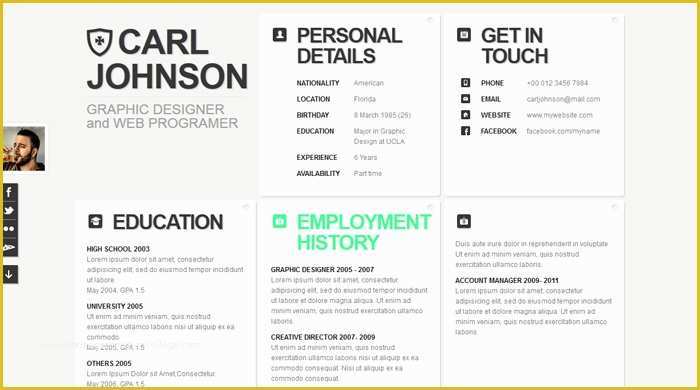 Free Creative Resume Templates Pdf Of Creative Web HTML Resume Template