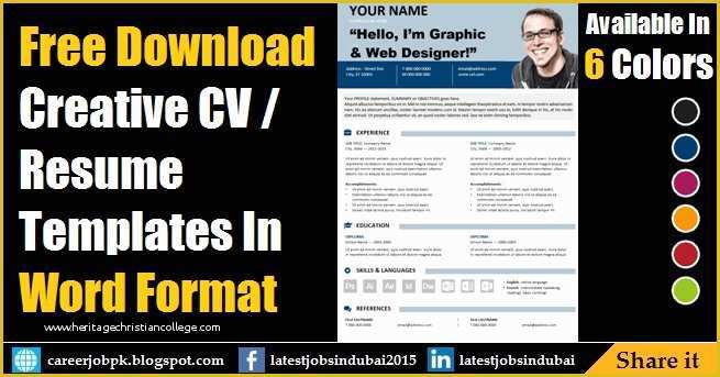 Free Creative Resume Templates Pdf Of Free Download Editable Resume Cv Template In Ms Word format