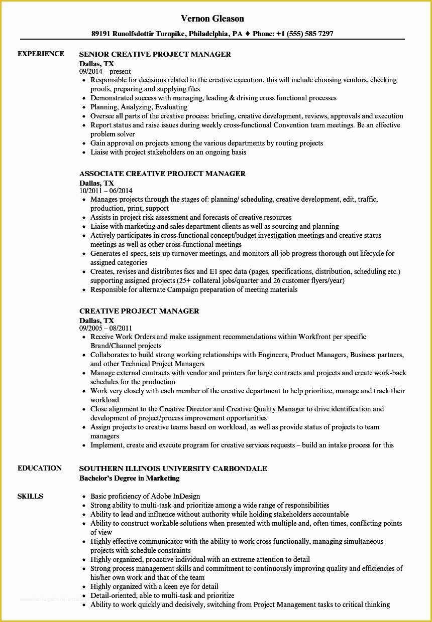 Free Creative Resume Templates Pdf Of Imposing Project Manager Resume Pdf India Free Templates