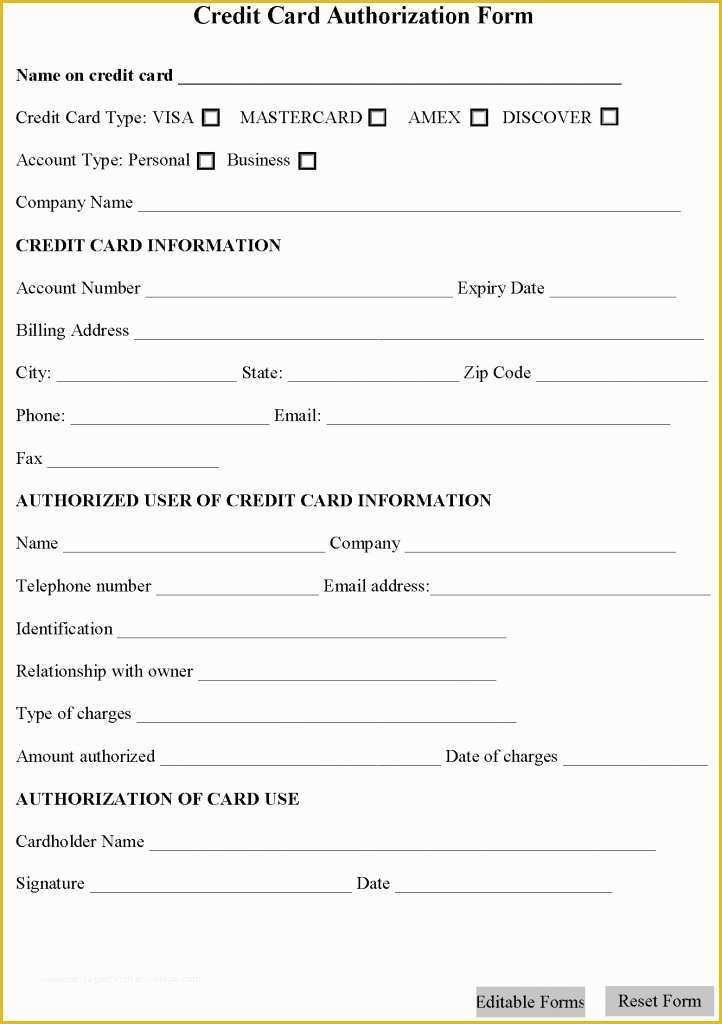 Free Credit Card Authorization form Template Word Of Credit Card Authorization form Template