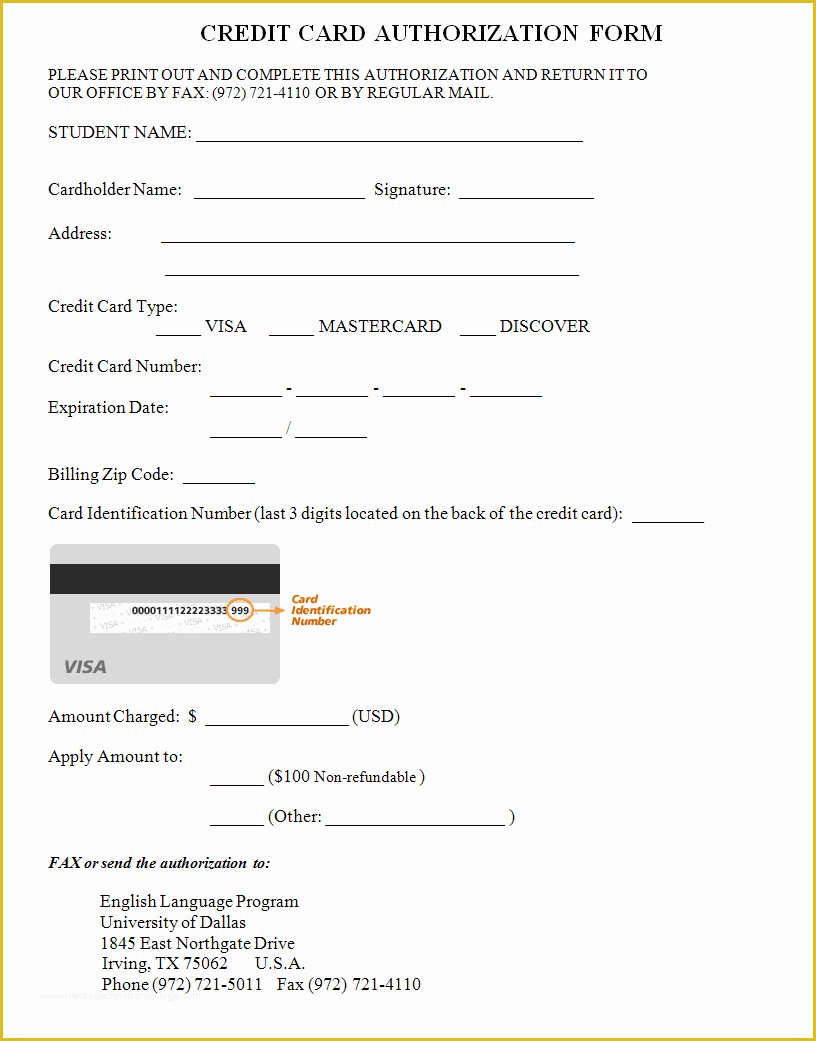 Free Credit Card Authorization form Template Word Of Credit Card Authorization form Template