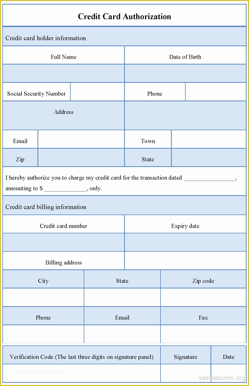 Free Credit Card Authorization form Template Word Of Credit Card Authorization form Template Sample forms