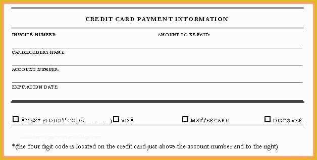Free Credit Card Authorization form Template Word Of Credit Card Information form Template Credit Card