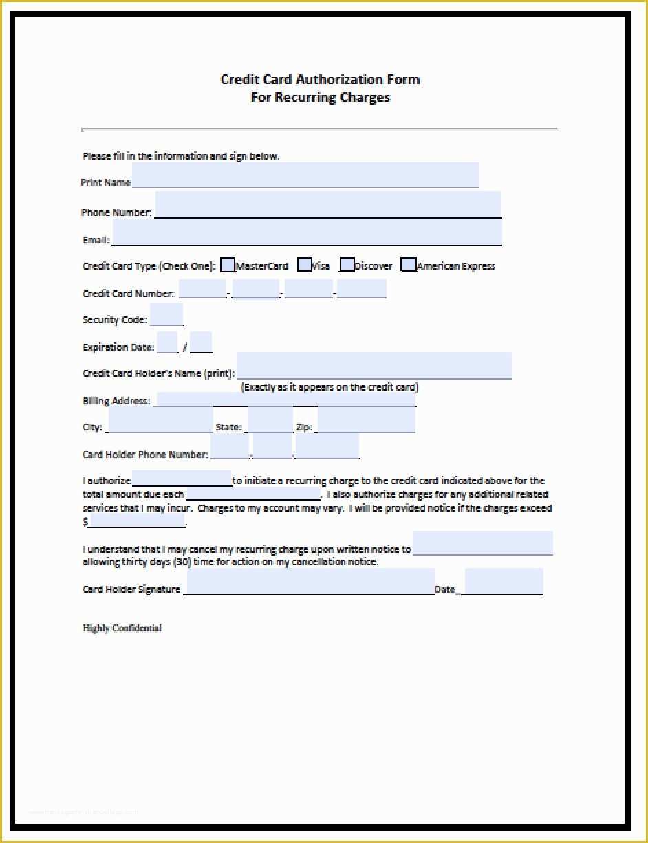 Free Credit Card Authorization form Template Word Of Download Recurring Credit Card Authorization form