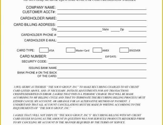 Free Credit Card Authorization form Template Word Of Recurring Credit Card Authorization form Template