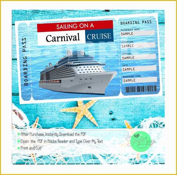 Free Cruise Ship Flyer Template Of Carnival Cruise Printable Ticket Boarding Pass Customizable