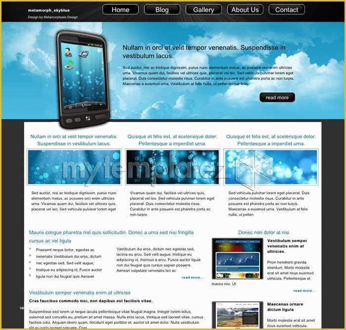 Free Css Web Templates Of Free Templates Css Templates Business Metamorph Skyblue