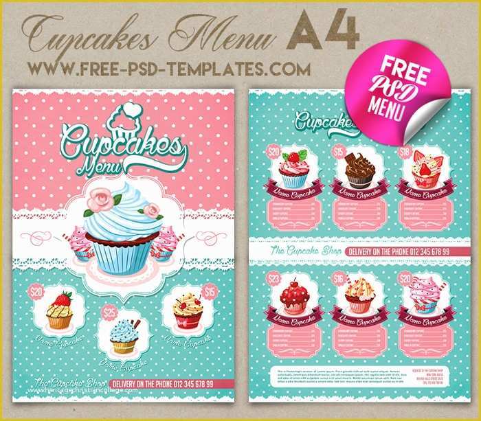 Free Cupcake Menu Template Of 21 Free Food Menu Templates for Restaurants Designyep