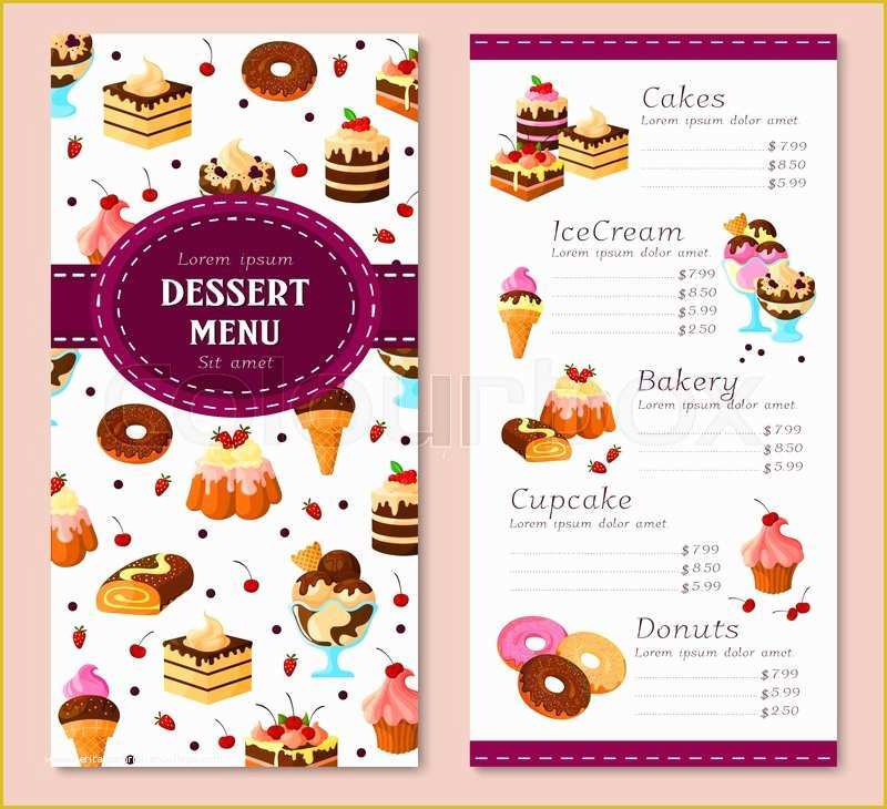 Free Cupcake Menu Template Of Bakery Desserts Vector Menu Template
