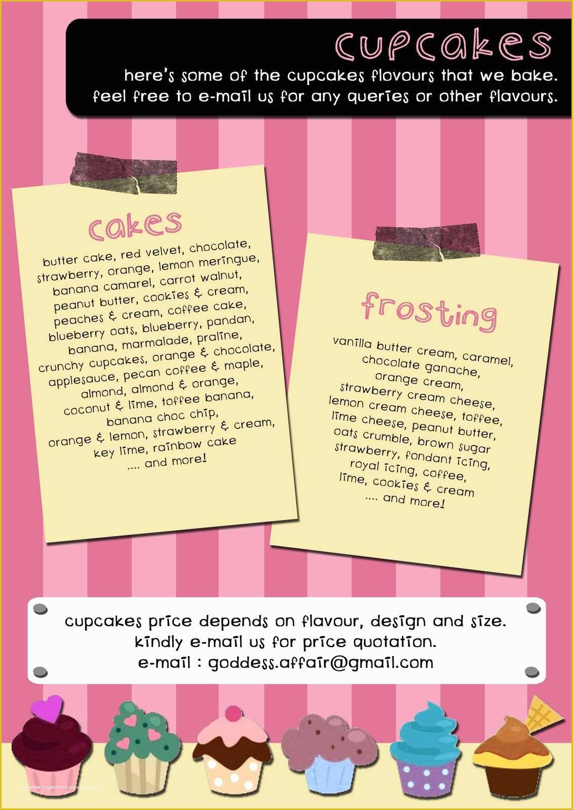 Free Cupcake Menu Template Of Cupcake Menu Template Cake Ideas and Designs