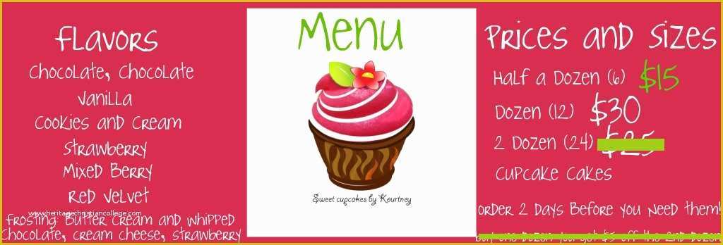 Free Cupcake Menu Template Of Cupcake Menu Template Cake Ideas and Designs