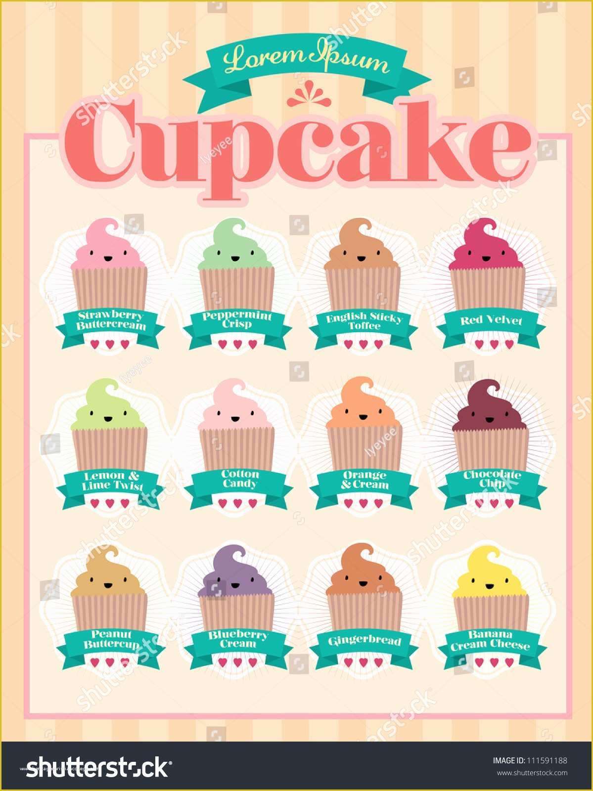 Free Cupcake Menu Template Of Cupcake Menu Template Vectorillustration Stock Vector