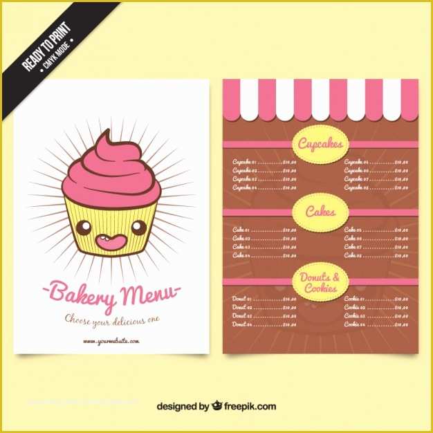 Free Cupcake Menu Template Of Nice Cupcake Bakery Menu Template Vector