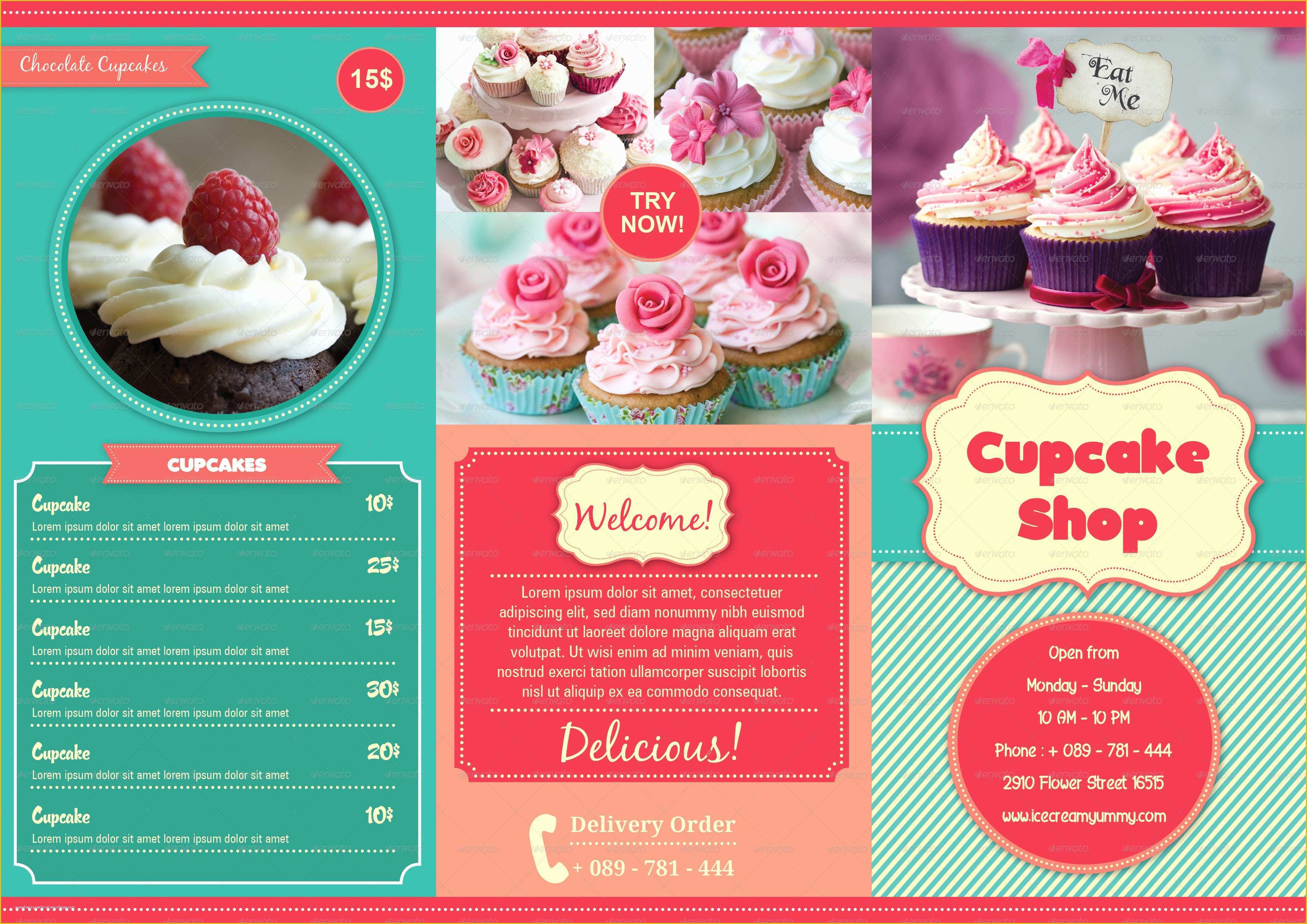 Free Cupcake Menu Template Of Trifold Cupcakes Menu by Avindaputri