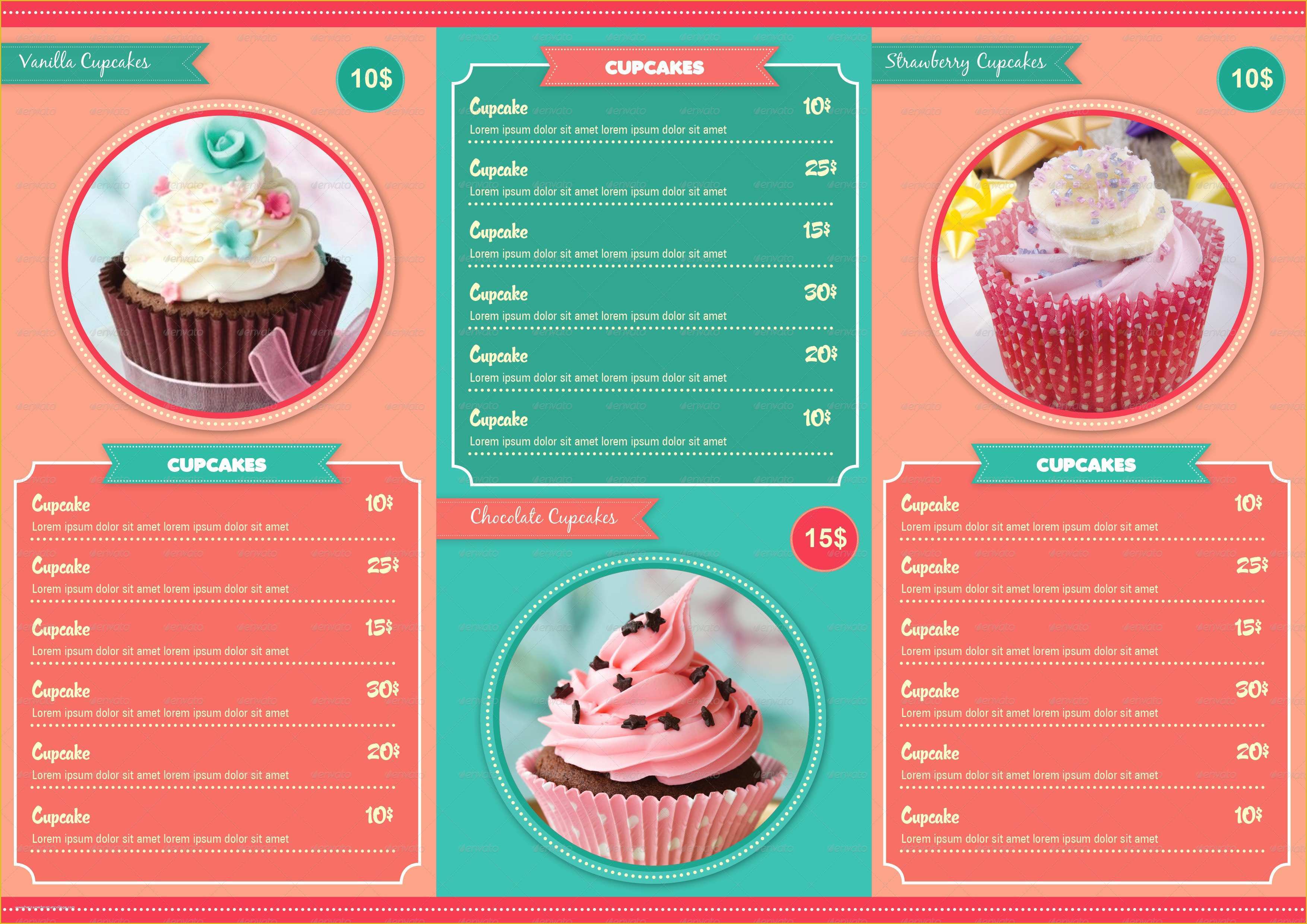 Free Cupcake Menu Template Of Trifold Cupcakes Menu by Avindaputri