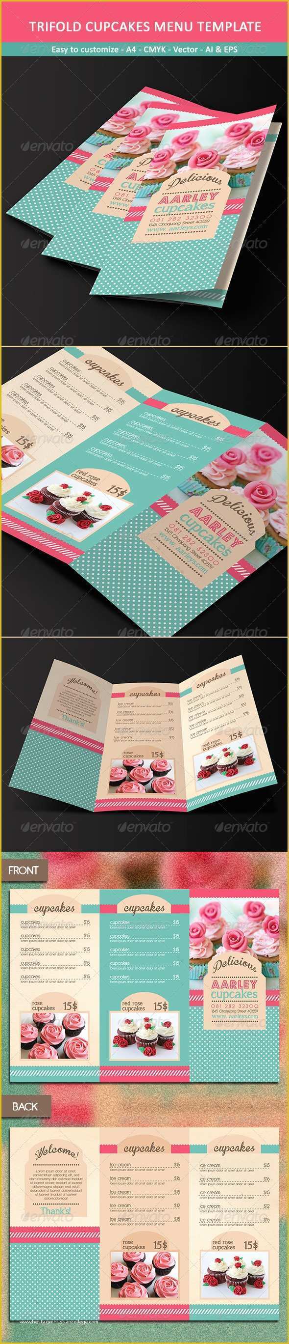 Free Cupcake Menu Template Of Trifold Cupcakes Menu Template