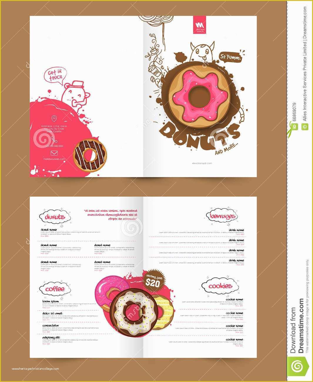 Free Cupcake Menu Template Of Two Page Brochure Template Flyer for Bakery Stock