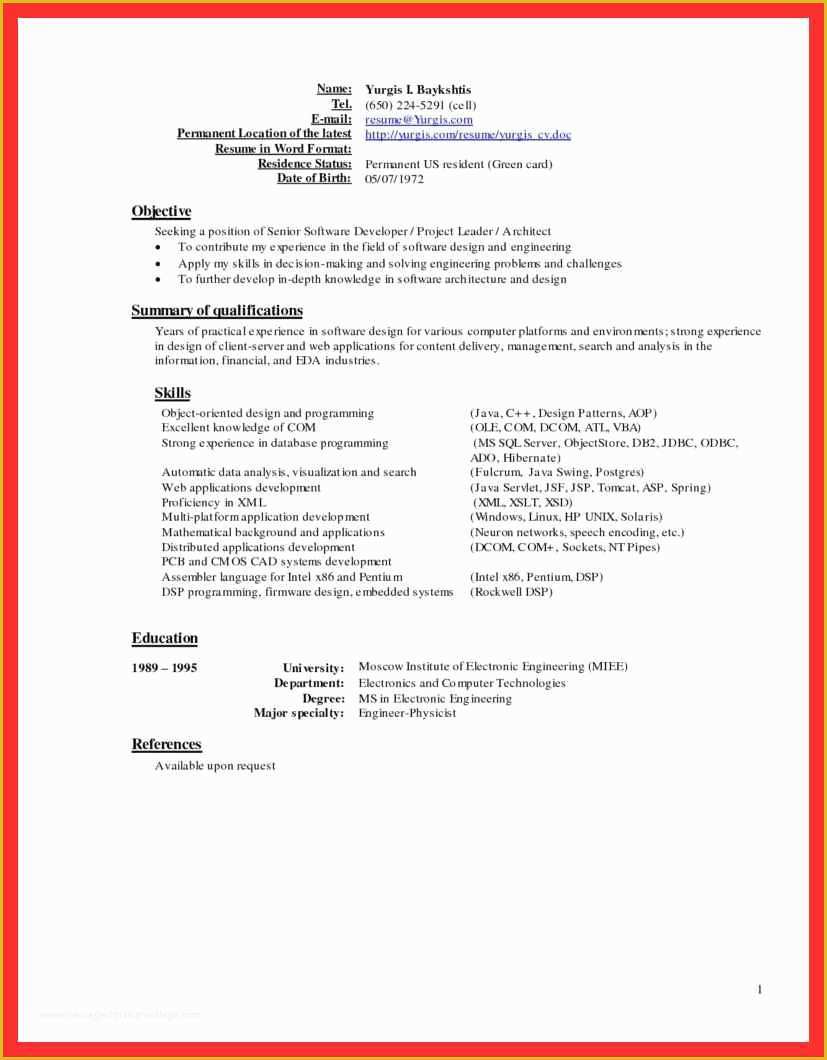 Free Current Resume Templates Of Latest Resume Sample