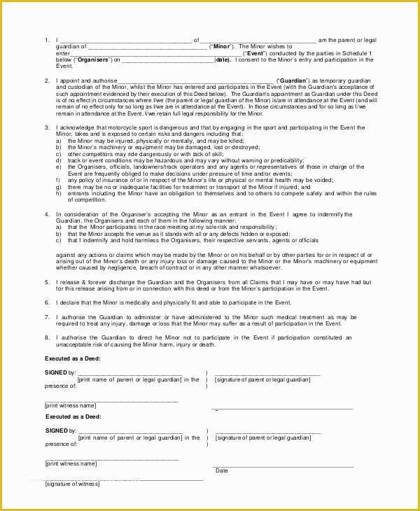 Free Custody Agreement Template Of 10 Sample Temporary Guardianship forms Pdf