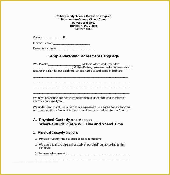 Free Custody Agreement Template Of Custody Agreement Template – 10 Free Word Pdf Document