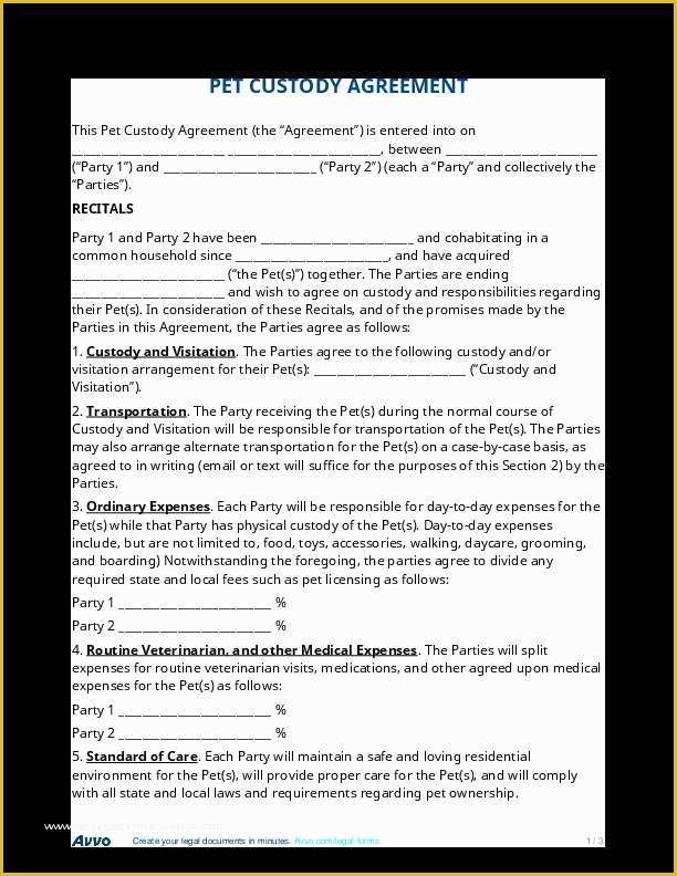 Free Custody Agreement Template Of Custody Agreement Template Free Templates Resume